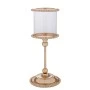 GOLD METAL CANDLEHOLDER WITH GLASS 14X14X29,5CM