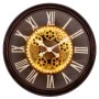 DECO ROUND METAL WALL CLOCK IN BROWN COLOR WITH WIRELESS 3 COLORS LIGHT CONTROL D57CM