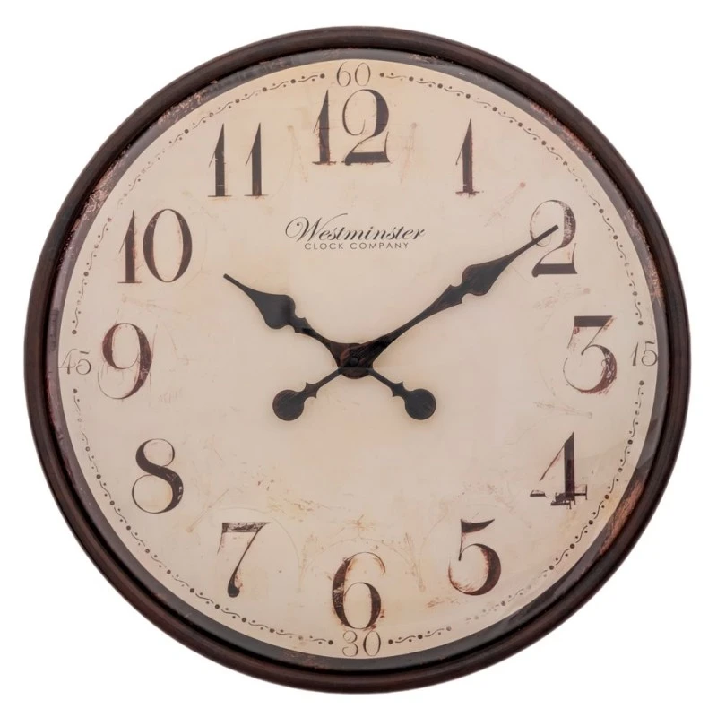 DECO ROUND METAL WALL CLOCK IN BEIGE  BROWN COLOR D50CM