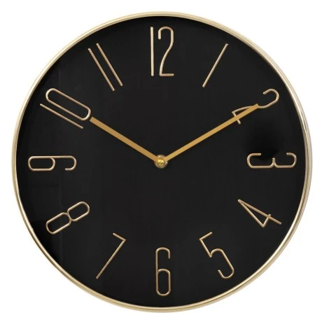 DECO ROUND METAL WALL CLOCK IN BLACK AND GOLD COLOR D30CM