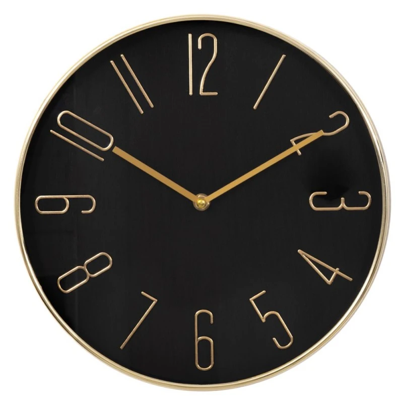 DECO ROUND METAL WALL CLOCK IN BLACK AND GOLD COLOR D30CM