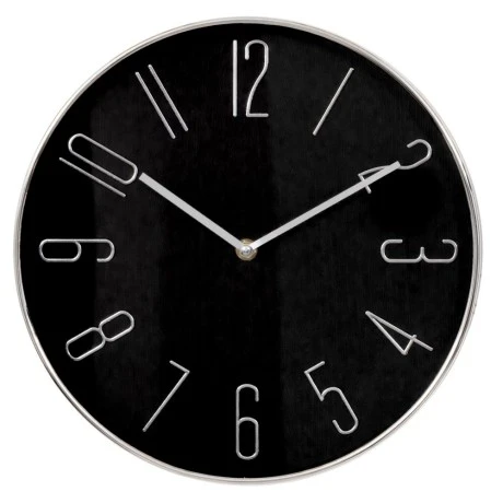 DECO ROUND METAL WALL CLOCK IN BLACK AND SILVER COLOR D30CM