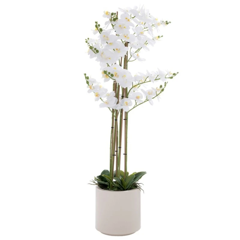 ARTIFICIAL WHITE ORCHID PHALAENOPSIS IN CERAMIC POT 127CM