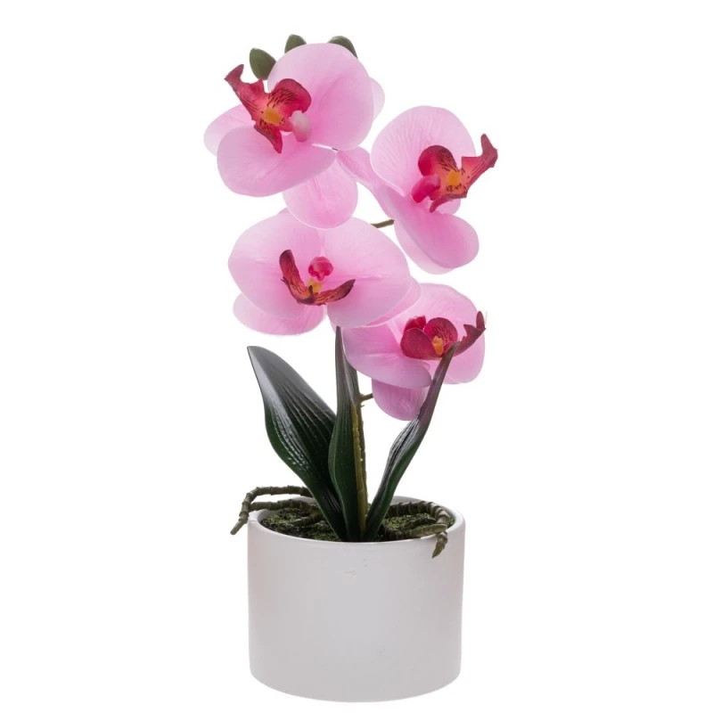 ARTIFICIAL PINK ORCHID PHALAENOPSIS IN CERAMIC POT 28CM