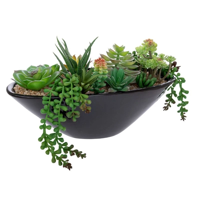 ARTIFICIAL SUCCULENT PLANT IN CERAMIC POT 18CM