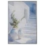 GREEK ISLAND PAINTING ON PRINTED CANVAS WITH BLACK SILVER FRAME 80X120CM