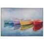 BOATS PAINTING ON PRINTED CANVAS WITH BLACK SILVER FRAME 120X80CM