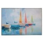 BOATS PAINTING ON PRINTED CANVAS WITH BLACK SILVER FRAME 120X80CM