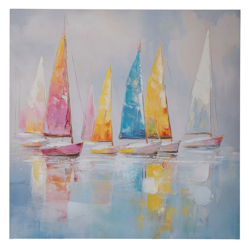 SAIL BOATS PAINTING ON PRINTED CANVAS 80X80CM