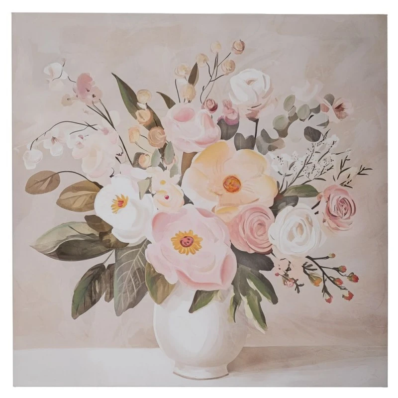 VASE WITH FLOWERS PAINTING ON PRINTED CANVAS 80X80CM