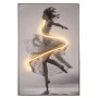 BALLERINA WITH LED LIGHT PAINTING WITH SILVER FRAME ON PRINTED CANVAS 80X120CM