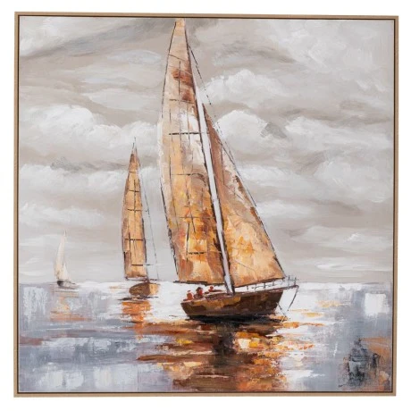 SAIL BOAT ΠΙΝΑΚΑΣ ΕΛΑΙΟΓΡΑΦΙΑ ΜΕ ΚΟΡΝΙΖΑ ΣΕ ΤΥΠΩΜΕΝΟ ΚΑΜΒΑ 100Χ100ΕΚ