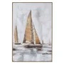 SAIL BOAT OIL PAINTING WITH NATURAL FRAME ON PRINTED CANVAS 80Χ120CM