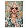 BLAND FEMALE FIGURE PAINTING ON PRINTED CANVAS WITH SILVER FRAME 80X120CM