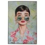BRUNETTE FEMALE FIGURE PAINTING ON PRINTED CANVAS WITH SILVER FRAME 80X120CM