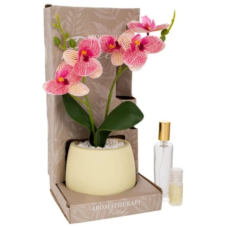 ARTIFICIAL PINK LILIUM IN POT WITH AROMA IN GIFT BOX (JASMINE) 14X14X30CM