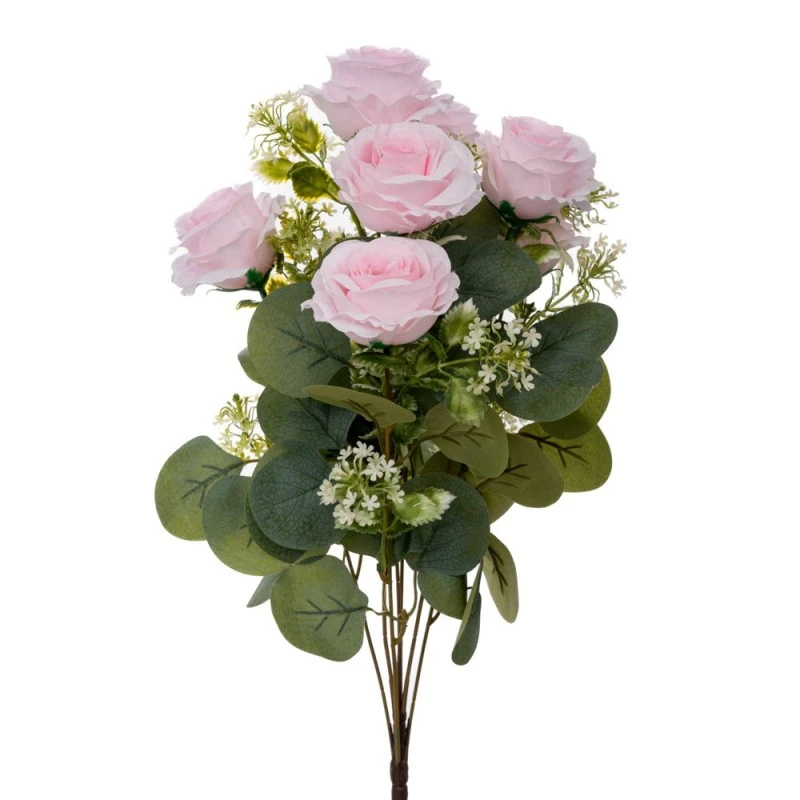 ARTIFICIAL PINK ROSES BUSH POTTED