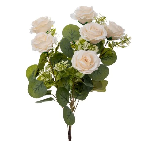 ARTIFICIAL WHITE ROSES BUSH POTTED