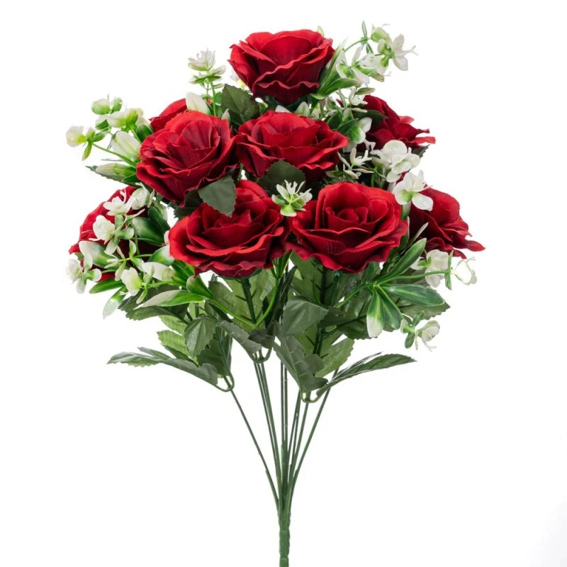 ARTIFICIAL RED ROSES BUSH POTTED