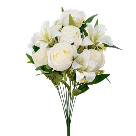 ARTIFICIAL WHITE LILLIES BUSH POTTED