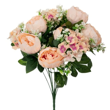 ARTIFICIAL CREAM FLOWERS BUSH POTTED