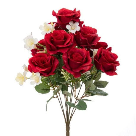 ARTIFICIAL RED ROSES BUSH POTTED