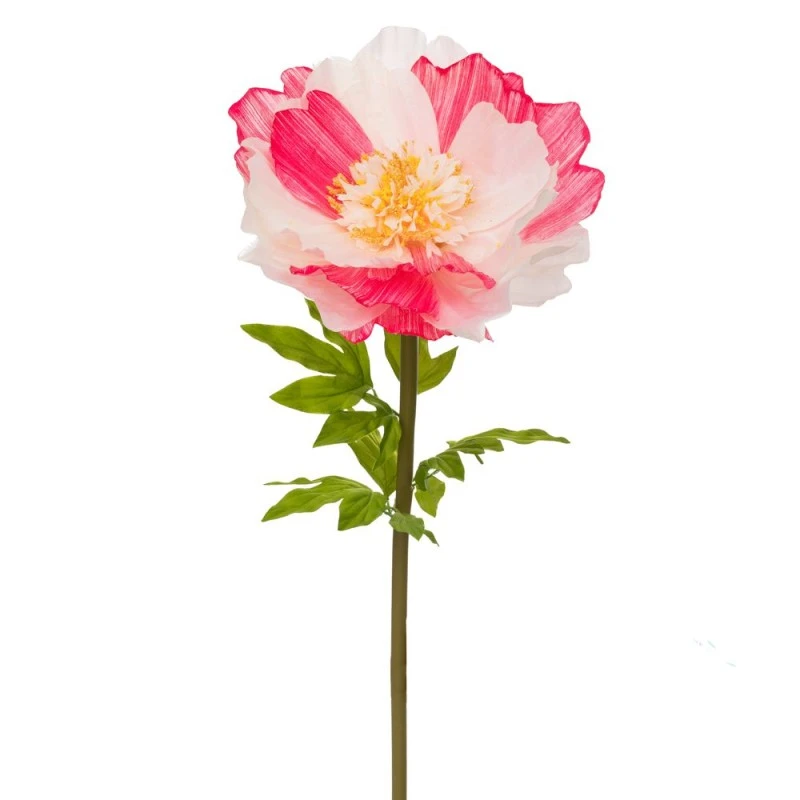 ARTIFICIAL GIANT STEMS FUCHSIA  WHITE PEONY IN ROUND BASE 40X40X140