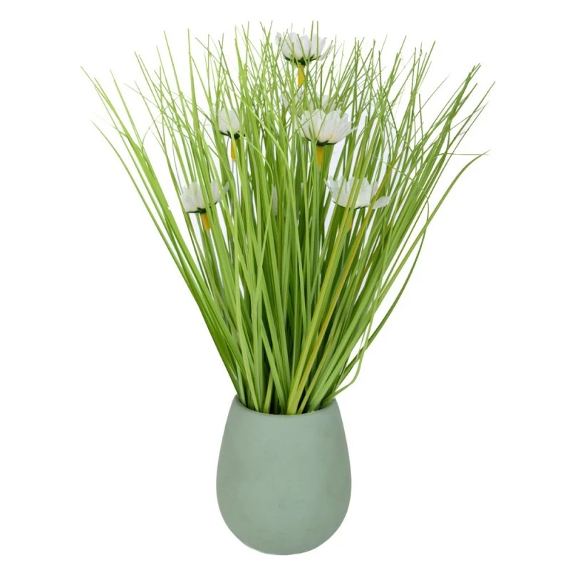 GRASS IN WHITE CERAMIC POT 10X9X31CM
