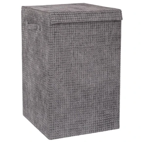 GREY FABRIC LAUNTRY BASKET WITH LID 35X35X55CM