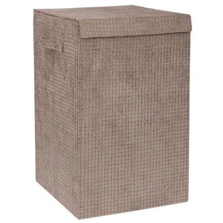 CREAM FABRIC LAUNTRY BASKET WITH LID 35X35X55CM