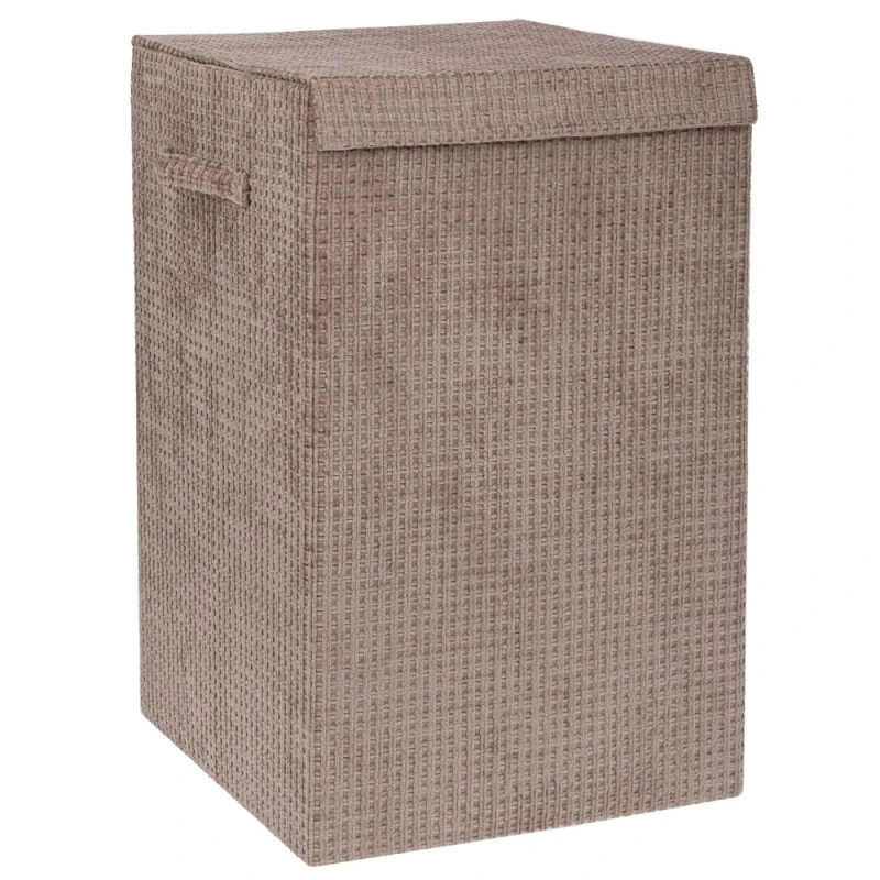 CREAM FABRIC LAUNTRY BASKET WITH LID 35X35X55CM