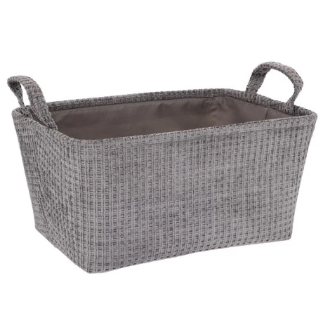 GREY FABRIC STORAGE BASKET 40X30X20CM