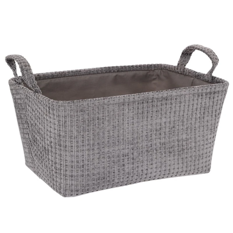 GREY FABRIC STORAGE BASKET 40X30X20CM