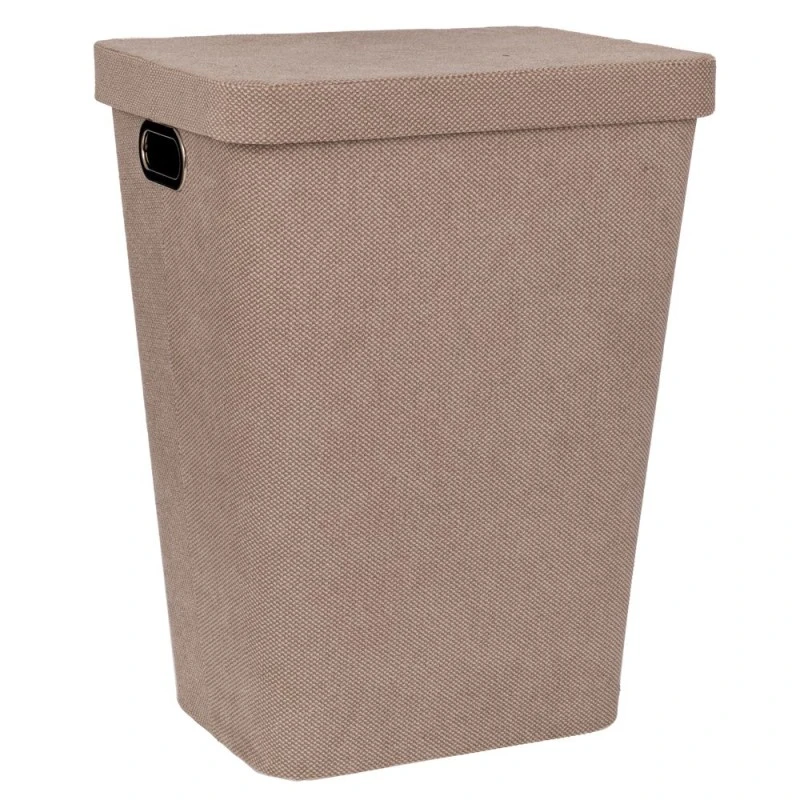 CREAM FABRIC LAUNTRY BASKET WITH LID 44X34X57CM