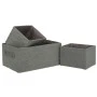 SET 3 GREY FABRIC STORAGE BASKET 31X21X14CM 18X14X12CM