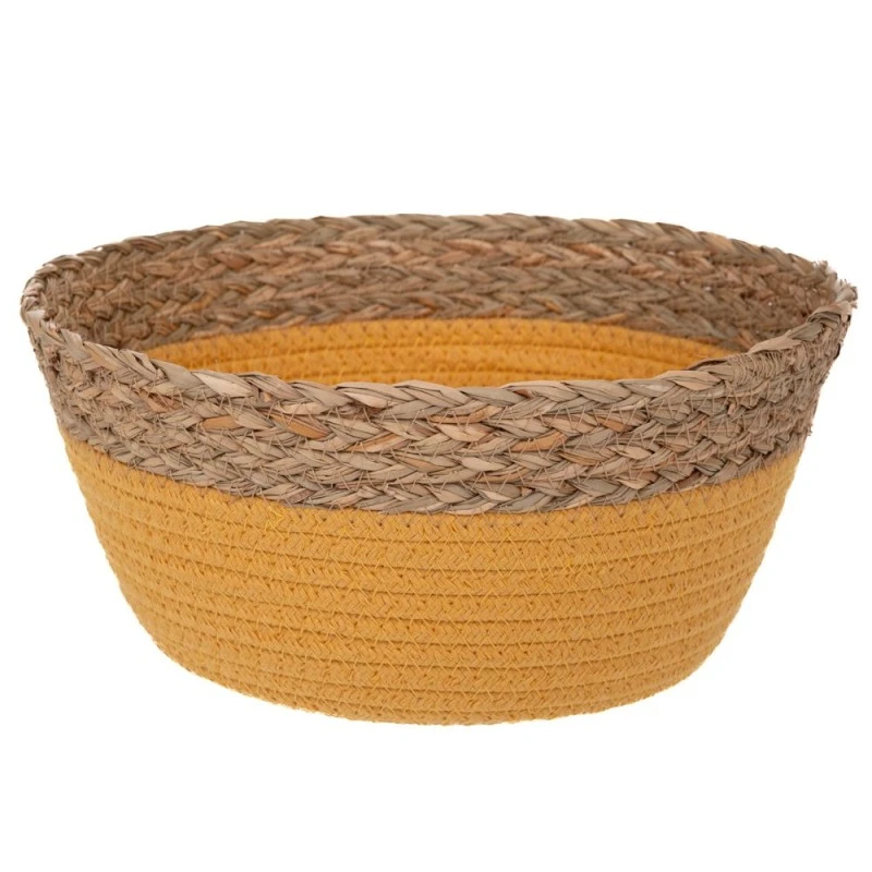 YELLOW ROUND WICKER BASKET D26X12CM