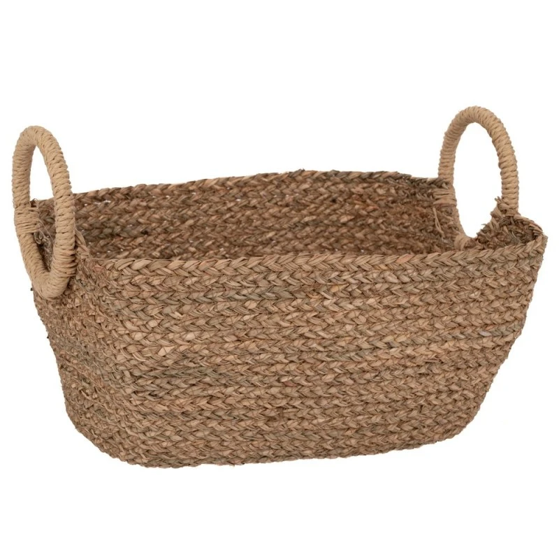 OVAL WICKER BASKET WITH RING HANDLES 38X28X18CM