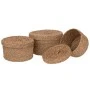 SET 3 WICKER BASKET WITH LID D28X16 D25X14 D22X12CM