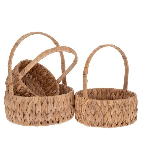 SET 3 WATER HYACINTH ROUND BASKET D26X11 32CM D23X10 29CM D20X9 25CM