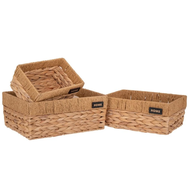 SET 3 WATER HYACINTH STORAGE BASKETS 42X30X17 36X24X15 29X18X13CM