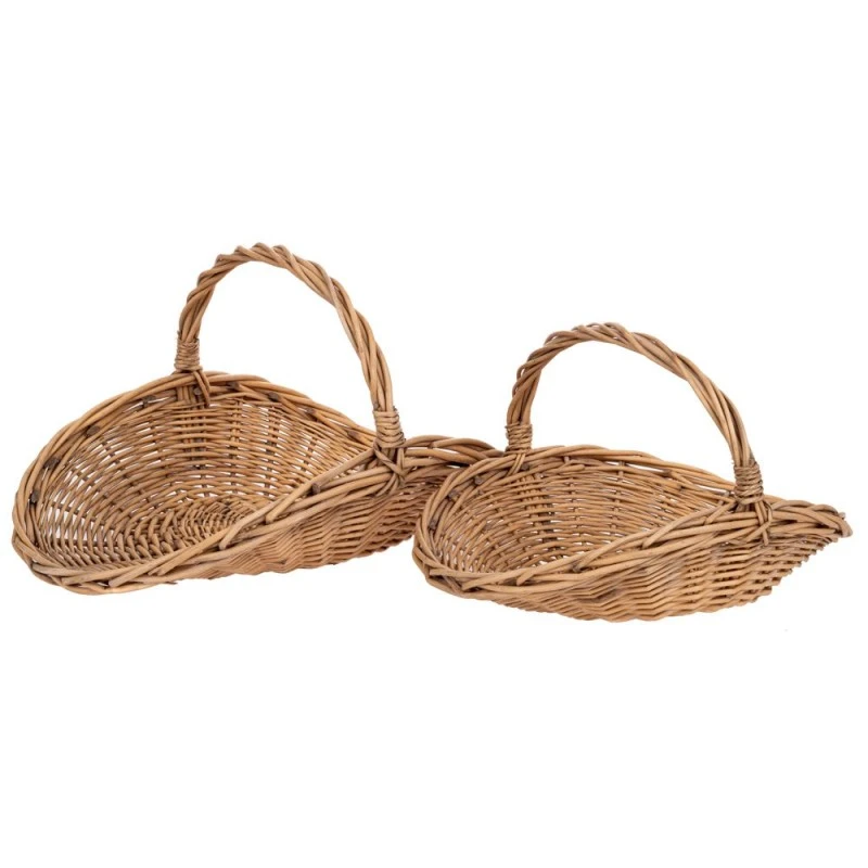 SET 2 NATURAL WICKER BASKETS 57Χ40Χ30 45Χ32Χ18CM
