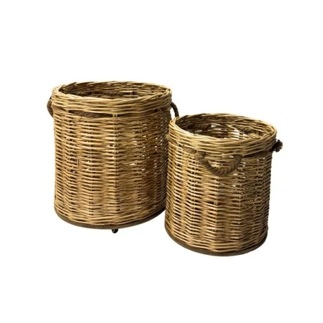 SET 2 NATURAL WICKER BASKETS 60Χ65 48Χ53CM WITH WHEELS