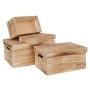 SET 3 NATURAL WOODEN BOX WITH LID 37X27X18 32X22X16 27X17X14CM