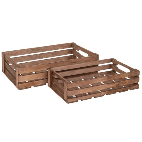 SET 2 NATURAL WOODEN CRATE 33X20X8 28X17X6,5CM