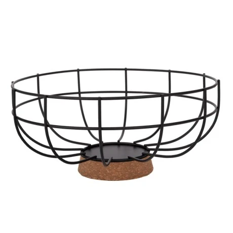 BLACK METAL BASKET WITH FELT BASE D30X13CM