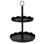 BLACK METAL TWO TIER TRAY D28X42CM