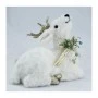 XMAS SITTING WHITE DEER WITH GOLD ANTLERS AND GOLD PICΚ ON NECK 22X16,5X18,5CM