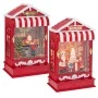 XMAS BORDEAUX  PLASTIC COFFEE SHOP WITH LED ROTATED GLITTER 16X9.3X25.6CM.BATTERY(3XAAA)+USB