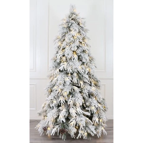 CHRISTMAS TREE PRE LIT SNOWY WONDERLAND 240CM WITH 450 LED WARM WHITE LIGHTS 8 FUNCTIONS