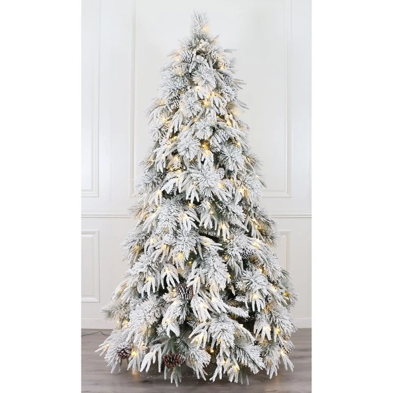 CHRISTMAS TREE PRE LIT SNOWY WONDERLAND 240CM WITH 450 LED WARM WHITE LIGHTS 8 FUNCTIONS